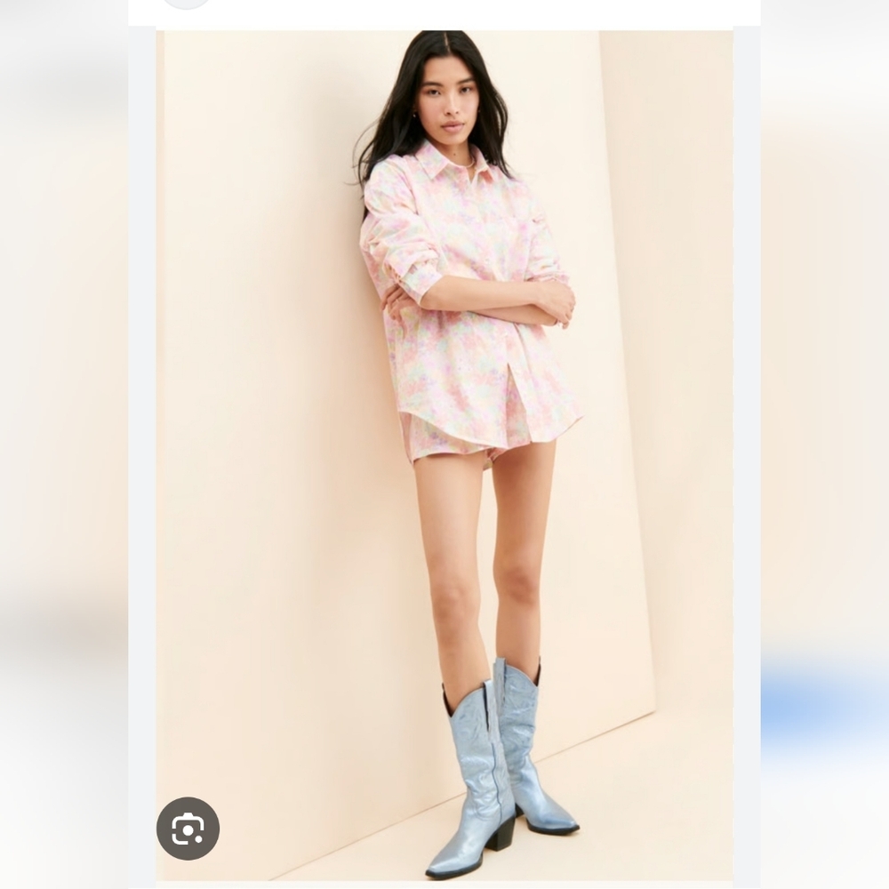 NWT For Love And Lemons Kennedy Floral Button Down Boyfriend Shirt